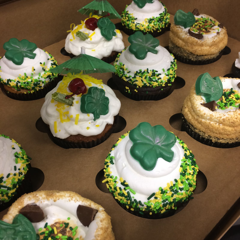 Saint Patrick's day themed jumbo cupcakes from The Cake Cottage in Murrieta.